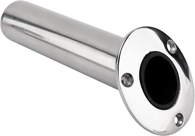 YaeMarine 4-Pack Heavy Duty Stainless Steel 316 Deluxe Rod Holders with Drain, Flush Mount Fishing Rod Pole Holders, 30 Degree /15 Degree/90 Degree