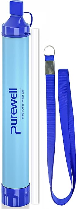 Purewell Outdoor Water Personal Water Filtration Straw Emergency Survival Gear Water Purifier for Camping Hiking Climbing Backpacking