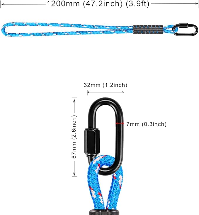 SELEWARE Hammock Straps, 4ft Tree Swing Rope for Hammock Chair Hanging Kit, Extension Rope with Carabiner for Indoor Outdoor Playground Tree Swings Camping Hammock Accessories (Blue, 2 Blue)