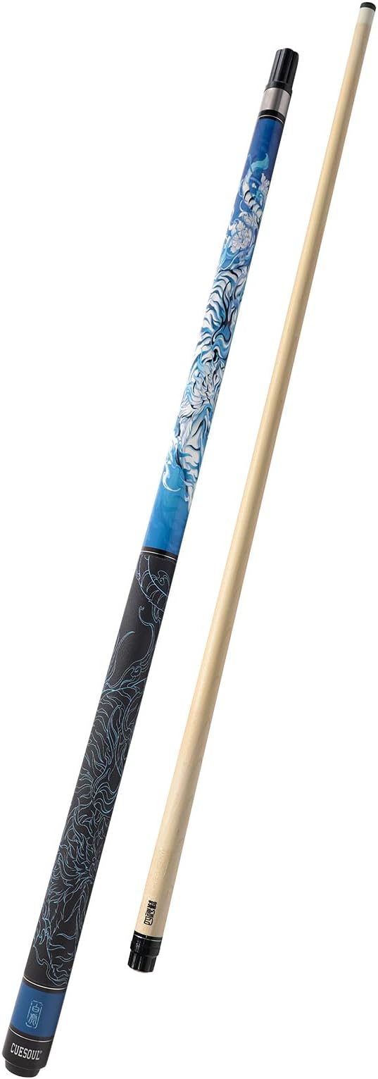 CUESOUL 19oz Pool Cue with Black case,13mm Tip,58inches Mythological Symbols Pattern 4 Styles