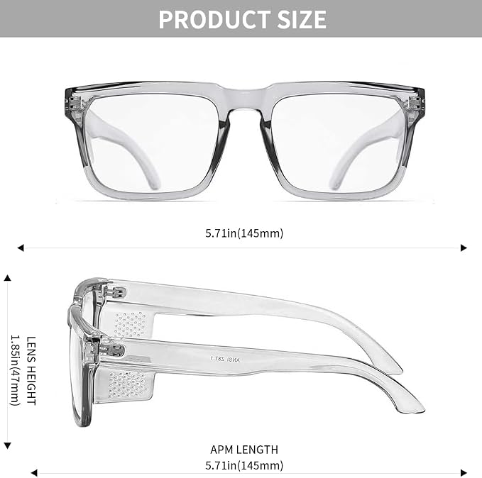 Z87 High-Visibility Construction Anti-Fog Photochromic UV400 Blue Light Blocking Impact Resistant Safety Glasses
