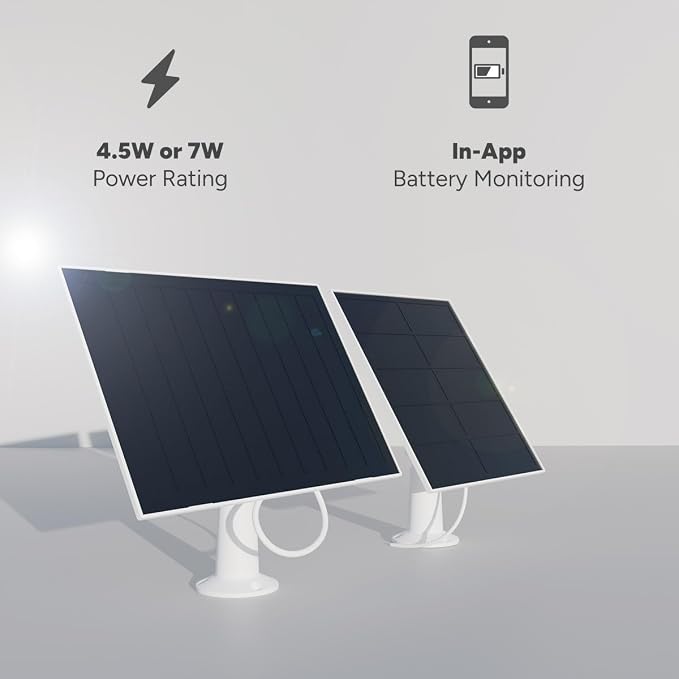 Lorex Solar Panel for Battery-Operated Cameras | 7 Watt | USB C and Micro-USB Adaptor | High-Efficiency | Non-Stop Power | Weatherproof | Flexible Setup