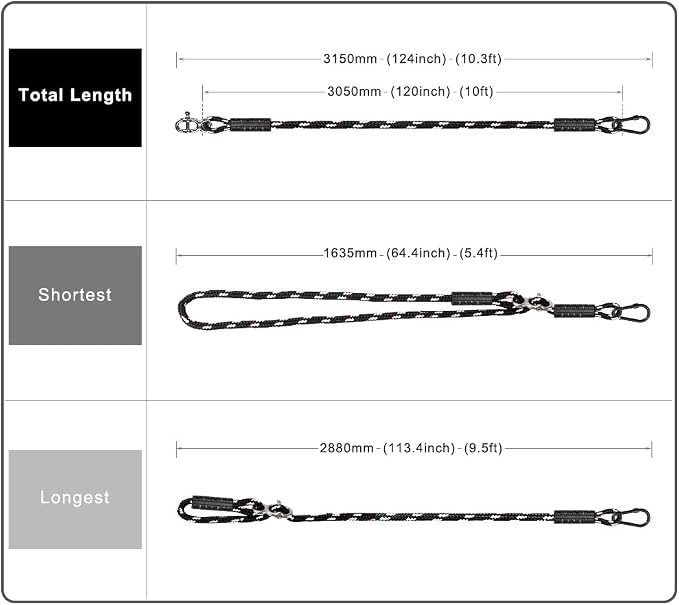 SELEWARE Tree Swing Rope Hammock Tree Straps Hanging Kit, Adjustable Rope Fast & Easy to Hang Hammock Chair Swing for Indoor Outdoor Tree Branch Camping Playground Accessories (Black, 10ft, 1 Pack)