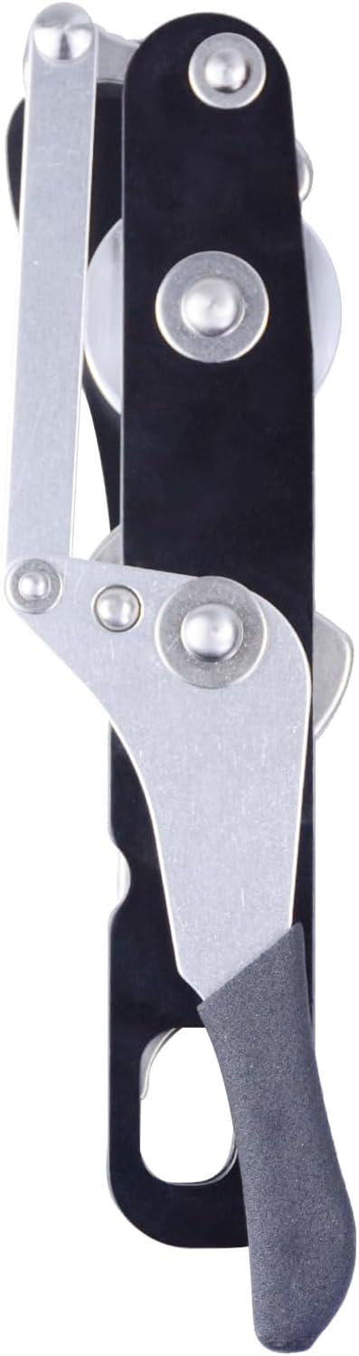 CE Certified Climbing Double Stop Descender Self-Braking Self Locking Rappelling Belay Devices for 10-12.5mm Rope for Rescue & Arborist, Hand Control
