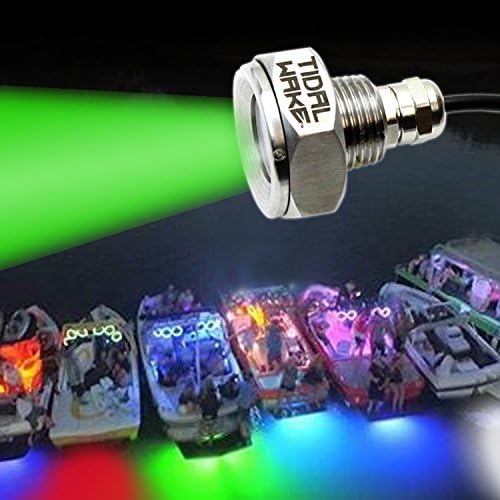 Tidal Wake IP68 LED Underwater Boat Drain Plug Light, Fits 1/2" NPT Threaded Drain, No Holes to Drill! Ultra-Bright Underwater Marine Lighting in Minutes! for Cruising, Fishing, Swimming (Green)