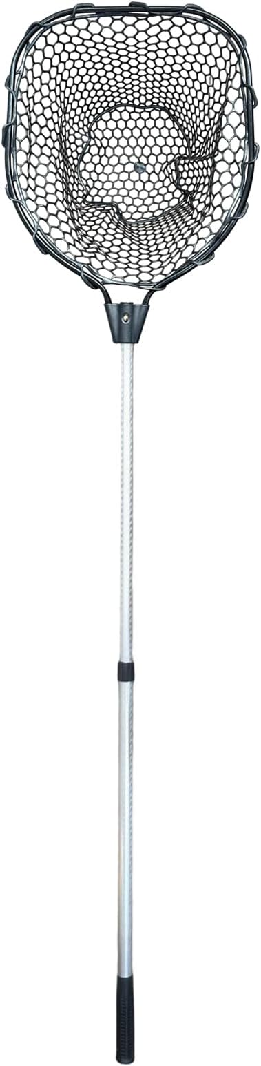 MASTERPRO Heavy-Duty Extendable Rubber Big Landing Nets, Maximum Load 44lbs, Silicone Fishing Net, with 47'' - 66'' Telescoping Aluminum Alloy Pole Handle for Saltwater Large Fish