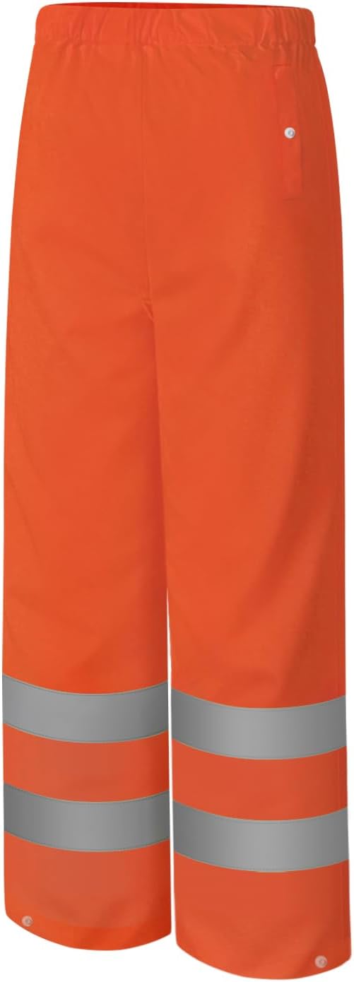 Rain Pants, High Visibility Safety Coat, Hi Vis Waterproof Work Pants, Lightweight Rain Gear for Outdoor Activities, Men Women, Orange P, XXL-3XL