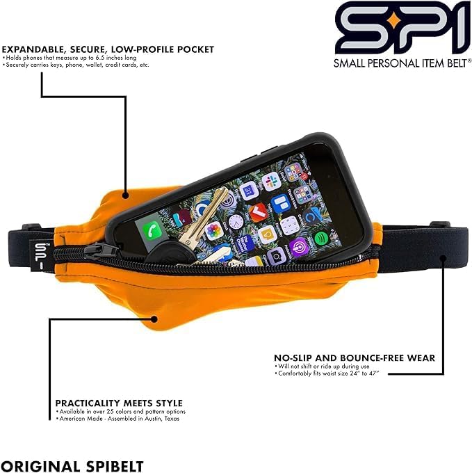 SPIbelt Running Belt Original for Women Men, Phone Holder for Running, Running Fanny Pack, Running Waist Pack, Adjustable Waist, [Fits All Phones]. Made from Recycled Materials. Blue with Black Zipper