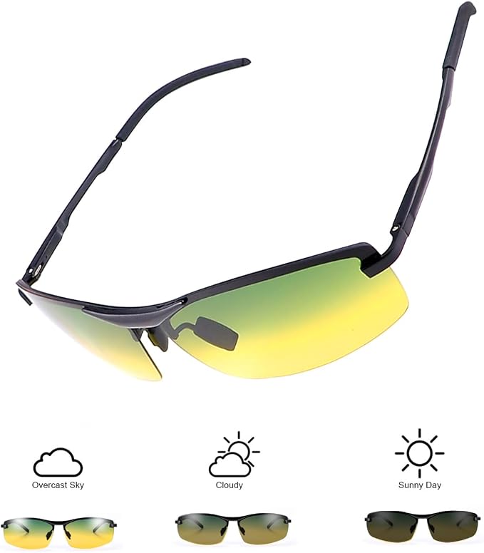 Polarized Photochromic Sunglasses for Men - UV Protection and Lightweight Sun Glasses for Driving Fishing