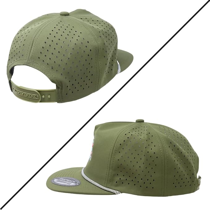 Trout Hat for Men - Dri-Fit Snapback Fishing Cap with Embroidered Rainbow Trout - Performance Laser Back Hat