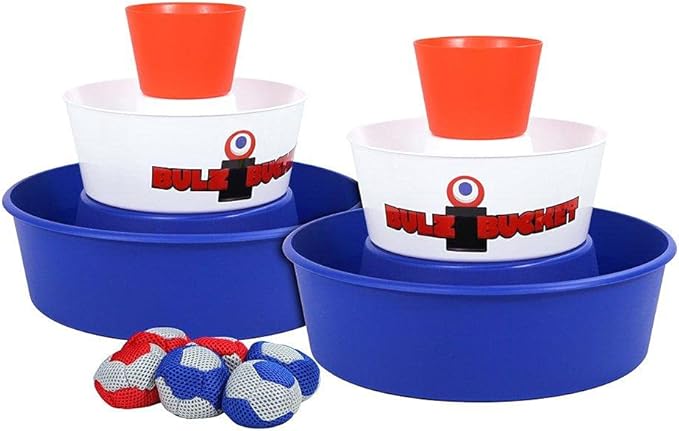 BULZiBUCKET Game by Water Sports - Beach, Tailgate, Camping, Yard, and Pool Games- Indoor/Outdoor Kids Toys - Pool Accessories Perfect for Family Game Night (Red/White/Blue)