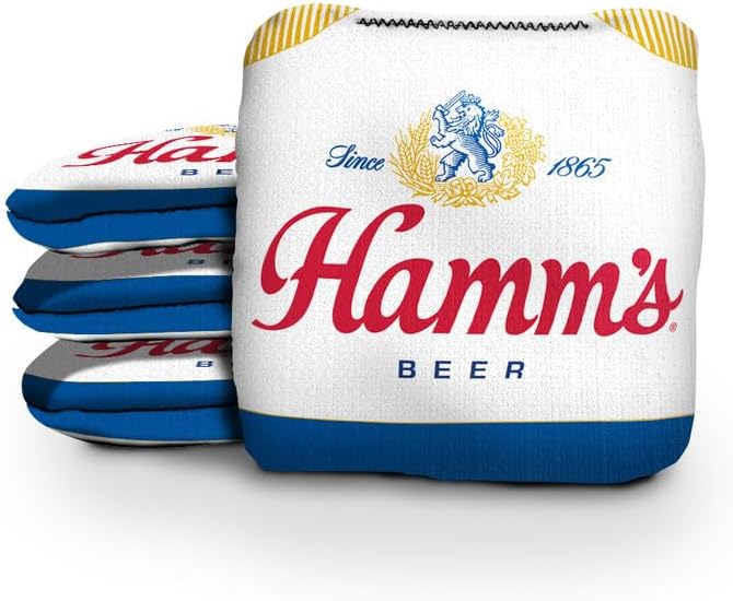Slick Woody's Official Brand Beer + American Flag Cornhole Bags – Resin-Filled Tournament Performance with Dual Sided Professional Use Fabric- Set of 4