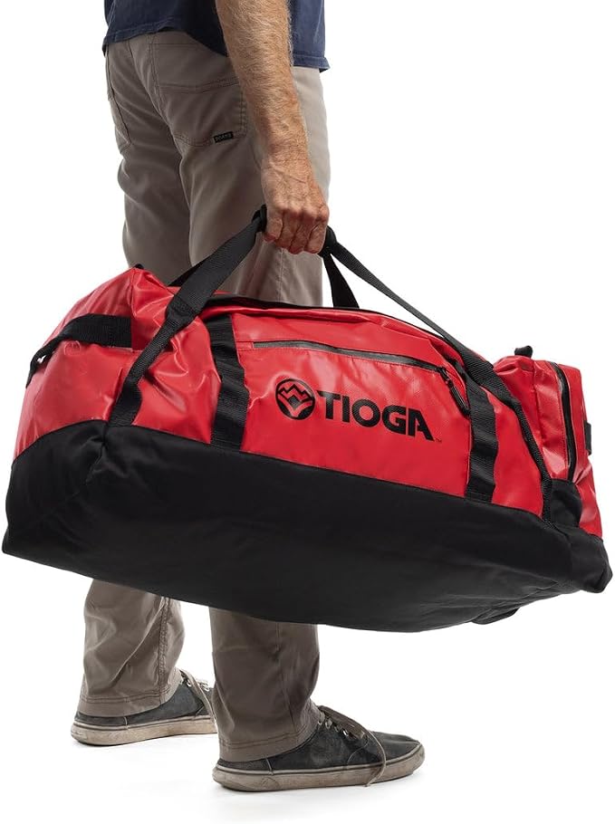 TIOGA Venture Outdoor Duffel Bag with Backpack Straps, Weather Resistant, Rugged Construction, Gear Hauling for Outdoor Adventures, Large / 70L, Red