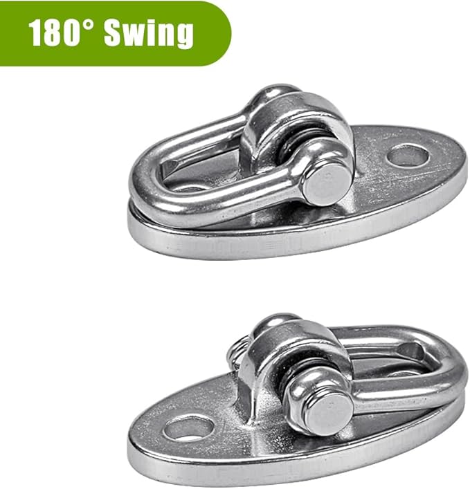SELEWARE 2 Pieces 2000 lb Capacity Stainless Steel 180° Swing Hangers, Heavy Duty Swing Hooks for Concrete Ceiling Wooden, Hanging Hardware for Por Porch Playground Hammock Gym Swing Sets