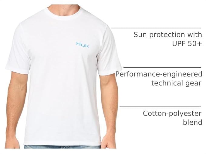 HUK Mens Fishing Graphic Tee, Performance Short Sleeve, Quick-Dry