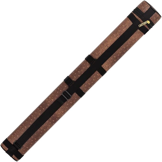 Action 34" Long Pool Cue Hard Carrying Case - Holds 2 Butts & 2 Shafts, Separate Molded Tubes, Large Zippered Accessory Pockets, Adjustable 1" Vinyl Carrying Strap, Fits up to 32" Shaft or Butt