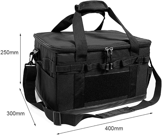 Backpack with Cookware Organizer – Durable Oxford Cloth, Adjustable Shoulder Strap for Camping, Travel, and BBQ, Foldable with Mesh Pockets(Black)