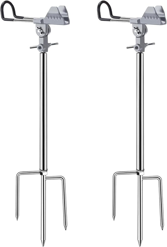 Fishing Rod Holders, 360 Degree Adjustable Fishing Pole Holders for Ground, Multifunctional Stainless Steel Beach Fishing Rod Holder Fishing Gifts for Men