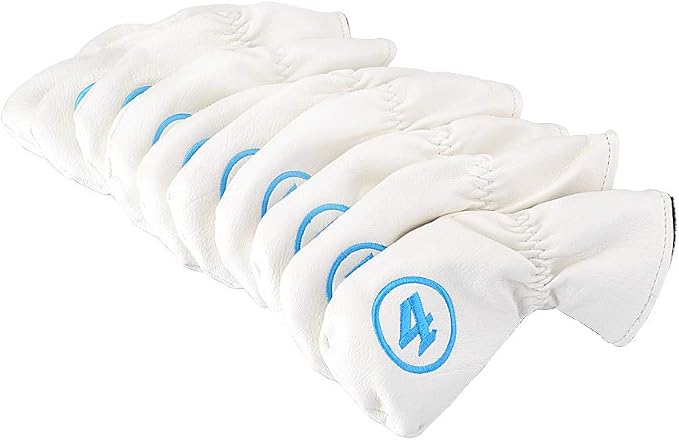 GOOACTION 10PCS/Set Golf Club Iron Head Covers Set with Puppy Pattern Thick Synthetic Leather Funny Headcovers (4.5.6.7.8.9.AW.PW.SW.Blank)