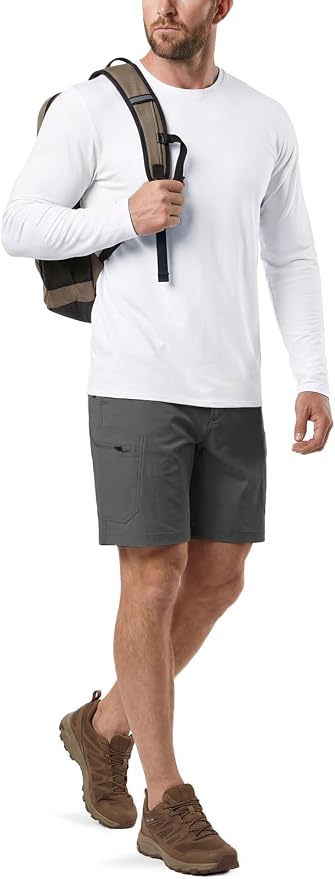 CQR Men's UPF 50+ Sun Protection Long Sleeve Quick Dry Athletic Shirts, Stretch Running Workout Hiking T-Shirts