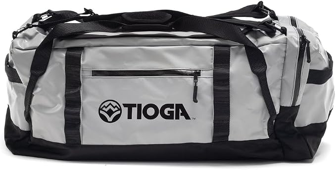 TIOGA Venture Outdoor Duffel Bag with Backpack Straps, Weather Resistant, Rugged Construction, Gear Hauling for Outdoor Adventures, Large / 70L, Grey