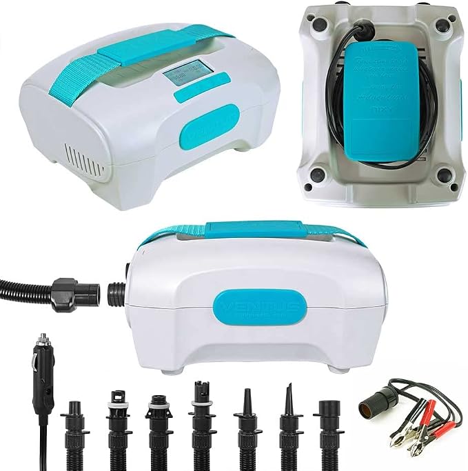 Ventus SUP Pump, iSUP Electric Air Pump for Inflatable Stand Up Paddle Boards by NIXY, 1-20PSI High Pressure, 12V Dual Stage and Auto-Off Function - 7 Nozzles Great for Inflatable SUP, Kayak, and More