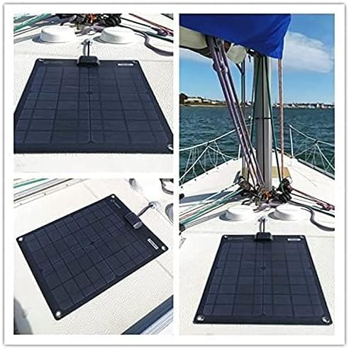 Lensunsolar 30W 12V ETFE Black Flexible Solar Panel, 23.6x13.8in, ETFE Black Thin, Slim Semi-Flexible PERC Mono High Efficiency Solar Cells 12 Volt for Battery Charge Marine RV Campers Boats Tent