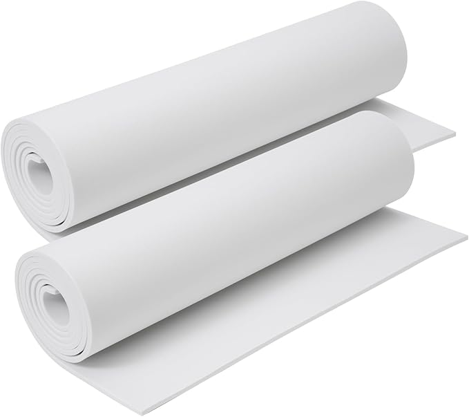 AMZQNART 2Pcs EVA Foam 5mm, Cosplay Foam Roll 16 x 59in (6.5sqft) White, Suitable for Large Foam Cosplay Modeling, DIY Projects, Crafts, Ultra High Density 90 kg/m3.