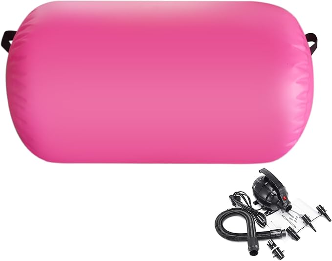 Air Roller Gymnastics Mat 60 75 cm Inflatable Air Barrel 3.3FT Gymnastics Tumbling Mat With Pump for Hand Spring Rear Training/Home Use/Fitness/Yoga