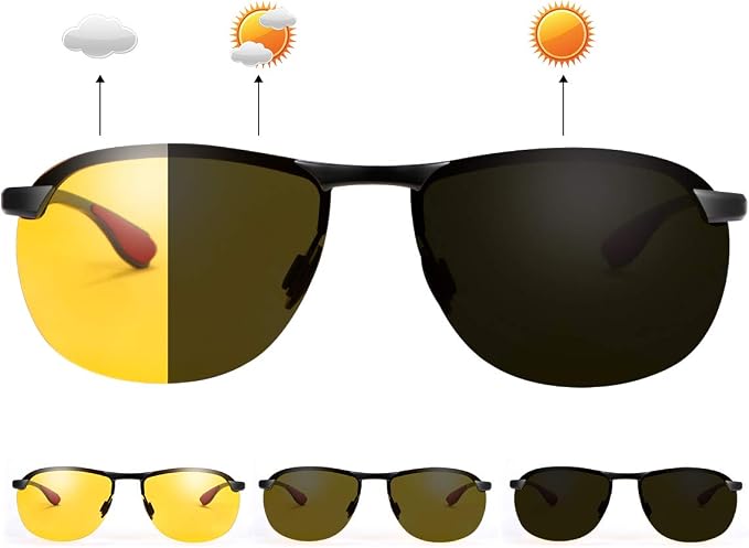 Polarized Photochromic Sunglasses for Men - UV Protection and Lightweight Sun Glasses for Driving Fishing
