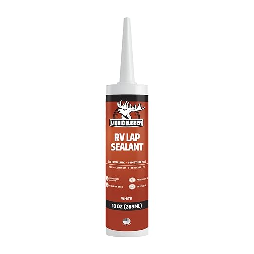 Liquid Rubber RV Lap Sealant, Self-Leveling Roof Sealant for RV Vents, Skylights, AC Units & Roof Seams, Waterproof, White, 1 Pack