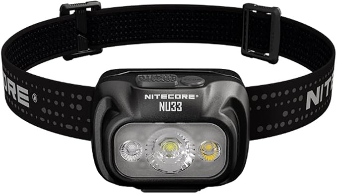 EdisonBright Nitecore NU33 700 Lumen LED Rechargeable White and red Beams headlamp Charging Adapter Bundle
