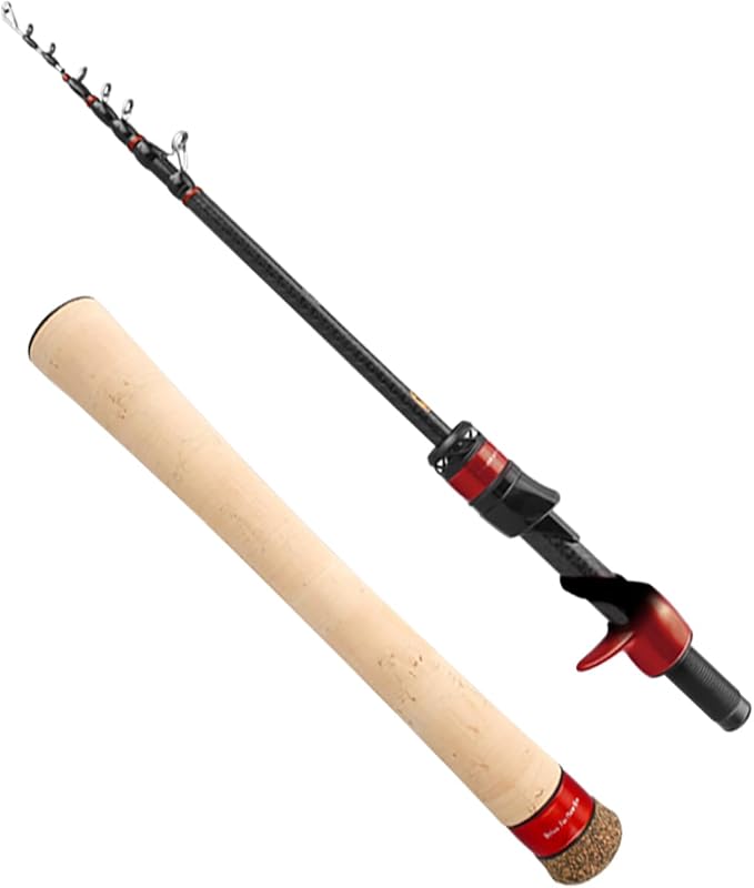 PURELURE Travel Telescopic Fishing Rods, Collapsible Fishing Pole 6ft/7ft | 24+30 Ton Carbon Fiber Spinning Casting Rod, FUJI New O-Ring, Detachable Cork Handle, Multi-Action Guide Ring System