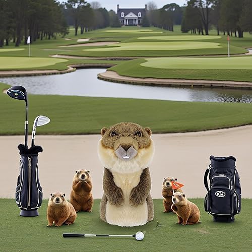 Cozion Golf Club Covers, Gopher/Sloth Golf Club Head Covers for Clubs, Novelty Realistic Headcover Animal Plush Golf Club Protector Gifts for Men/Women