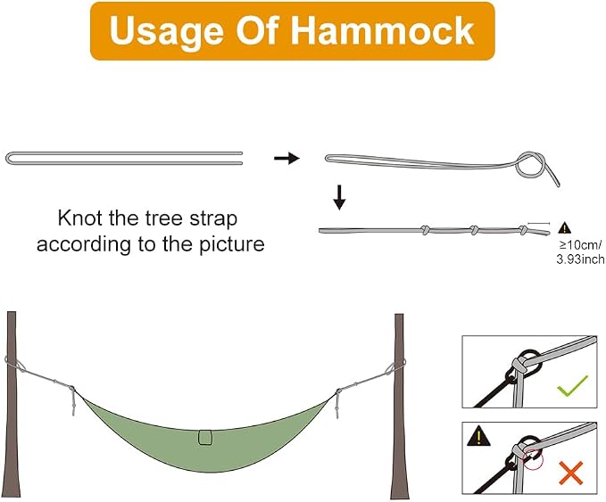 Camping Hammock with Heavy Duty Tree Straps, 660lbs Portable Hammock Tent for Outside, Outdoor Camper Hiker Essentials for Hiking Backpacking Backyard Beach(Glue)