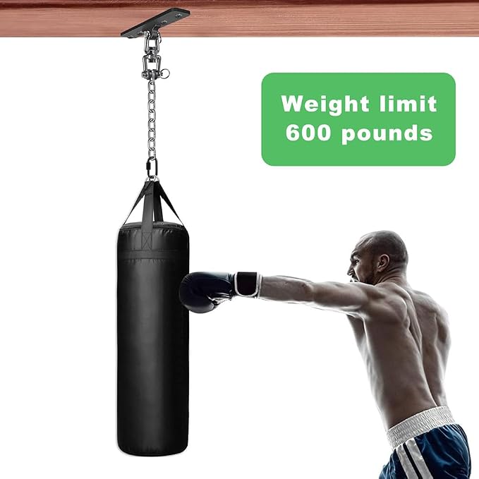 Dolibest Hanging Kits Hammock Chair Hardware, Heavy Duty Swing Hanger with Chain for Indoor Outdoor Playground Hanging Hammock Chair Punching Bags, 4 Screws, 600 LB Capacity, 3.28ft, 360° Rotation
