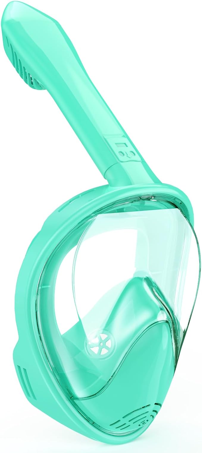 Kids Snorkel Mask Full Face, Snorkeling Gear for Kids with Camera Mount, 180 Degree Panoramic View Snorkeling Set Anti-Fog Anti-Leak