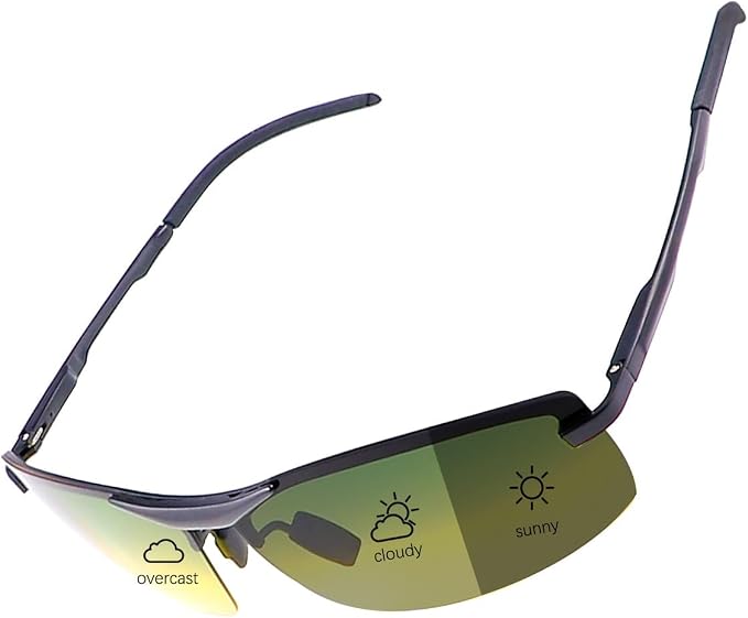 Polarized Photochromic Sunglasses for Men - UV Protection and Lightweight Sun Glasses for Driving Fishing