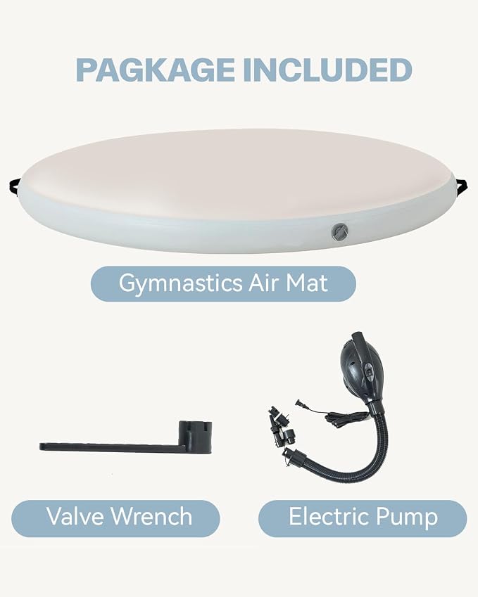 Inflatable Gymnastics Air Spot Mat, Tumbling Mat Tumble Air Spot - Gymnastics Training Springboard - Round Inflatable Springboard with Pump for Yoga Training Cheerleading Home Use