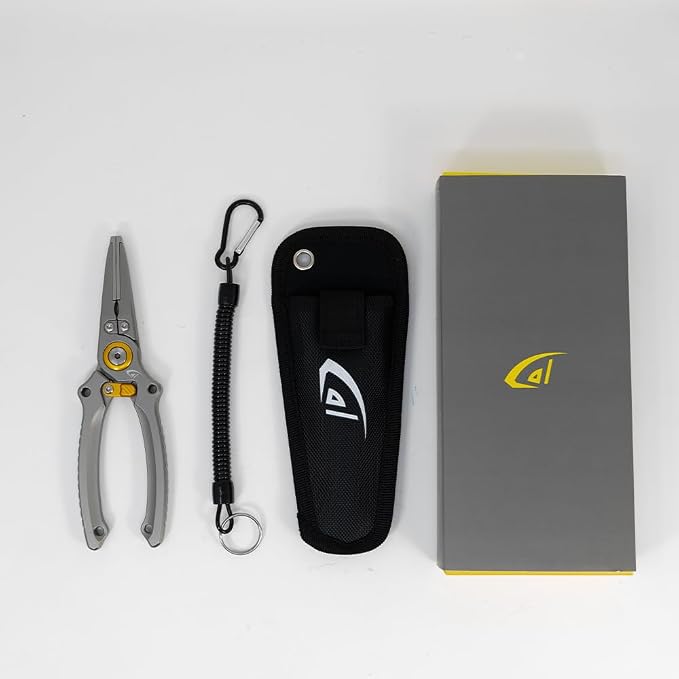 danco Aluminum 7.5" Center Fishing Cutter with Sheath, Fishing Line and Wire Cutter, Saltwater Safe, Fresh/Saltwater Fishing