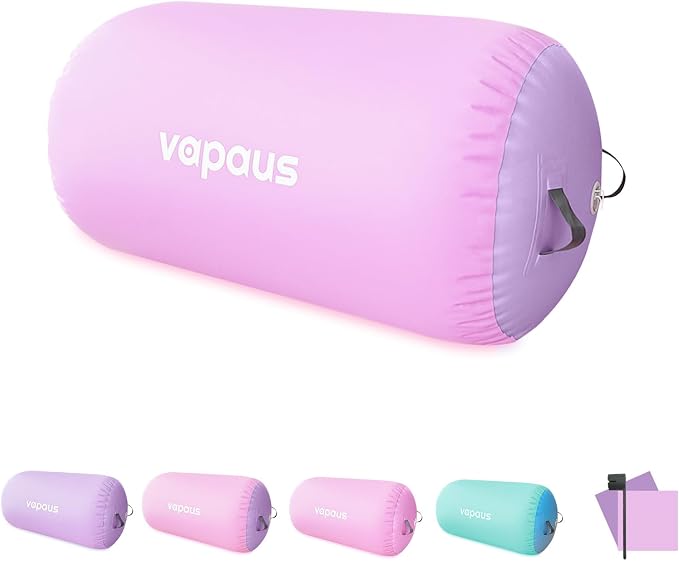 Vapaus Gymnastics Air Barrel Inflatable Tumbling Roller Mat Back Handspring Trainer Air Roller Tumbler Octagon Barrel Gymnastics Equipment for Tumble Track Cheerleading Yoga Training Durable AntiSlip Double Seal Without Pump
