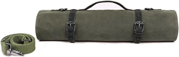 Large Chef’s Knife Roll Bag,Heavy Duty Waxed Canvas Knife Carrier,11 Pockets Kitchen Cooking Tools Storage Case, Easily Carried By Shoulder Strap ForProfessional Chefs,Culinary School Students