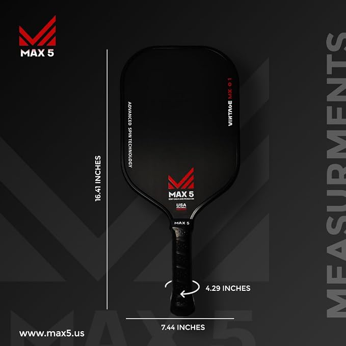 Vintage MX 0.1 T700 Carbon Fiber Cloth Pickleball Paddles - Thermoformed, Professional-Grade Super Spin | Premium Performance for Intermediate to Professionals USAPA Approved