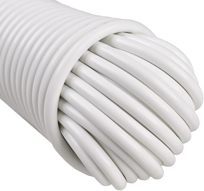 West Coast Paracord’s Plastic Coated Clothesline – Synthetic Fiber Core – All Purpose Laundry Line Dryer Rope – Strong and Durable – Crafting and DIY Projects - (7/32 Inch, 50 FT) White
