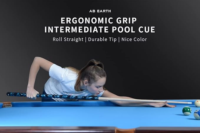 Ergonomic Design 13mm Tip 58" Maple Pool Cue Stick Kit with Hard Case