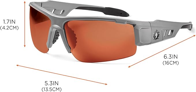 Ergodyne Skullerz Dagr Polarized Safety Sunglasses- Matte Gray Frame, Copper Lens