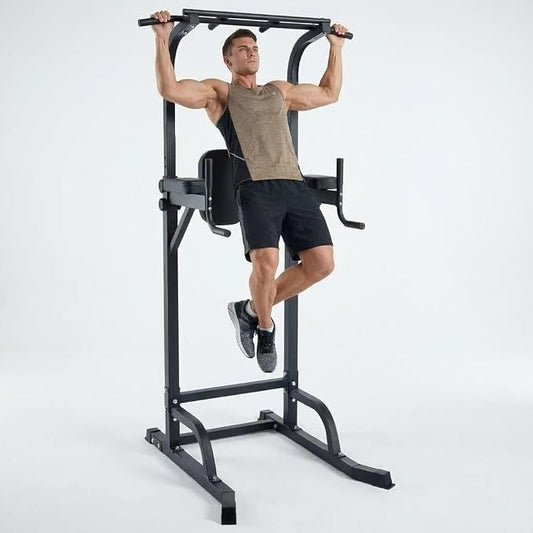 Free Standing Power Tower Pull Up Bar and Dip Station,Adjustable Strength Training Pull-Up Bars for Full Body Workout, Multifunction Dip Station Home Gym for Pull-Ups, Dips, Push-Ups, Leg Raises