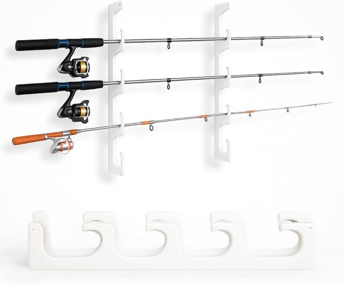 TRAPSKI Made in The USA Fishing Rod/Pole Holder Rack Organizers | Wall or Boat Mounting Fishing Rod Rack | Marine Grade HDPE Plastic | Pole Holder for up to 4 Rods | Stackable