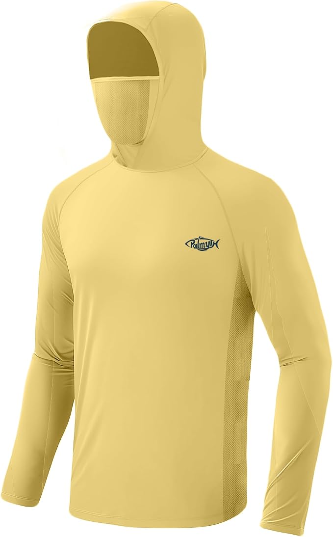 Palmyth Fishing Hoodie for Men Long Sleeve Sun Protection UV UPF 50+ Shirts | Hidden Zipper Pocket, Thumb Loops, Quick-Dry, Side Mesh Panels, Lens Cleaning Cloth, 4-Way Stretch