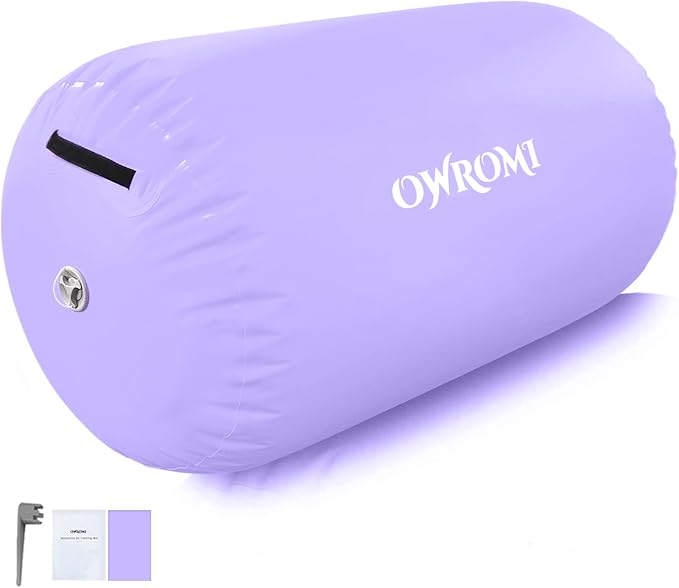 Inflatable Gymnastics Air Mat Tumble Track with Gymnastics Air Barrel - Inflatable Air Spot Tumbler Backbend Trainer Air Roller Tumbling Mat with Electric Pump